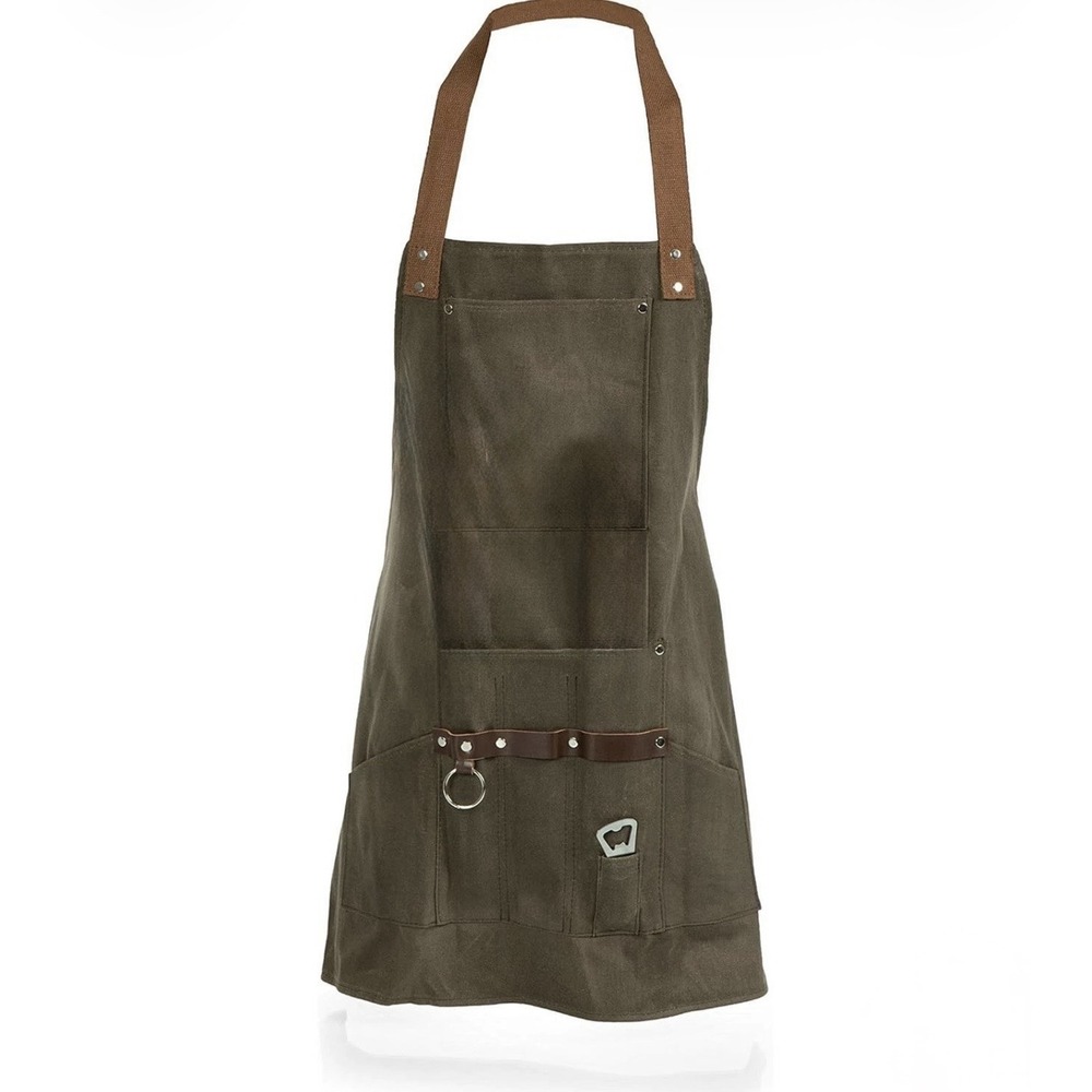 BBQ Grilling Apron with Bottle Opener & Dolphins Logo, Distressed Waxed Canvas